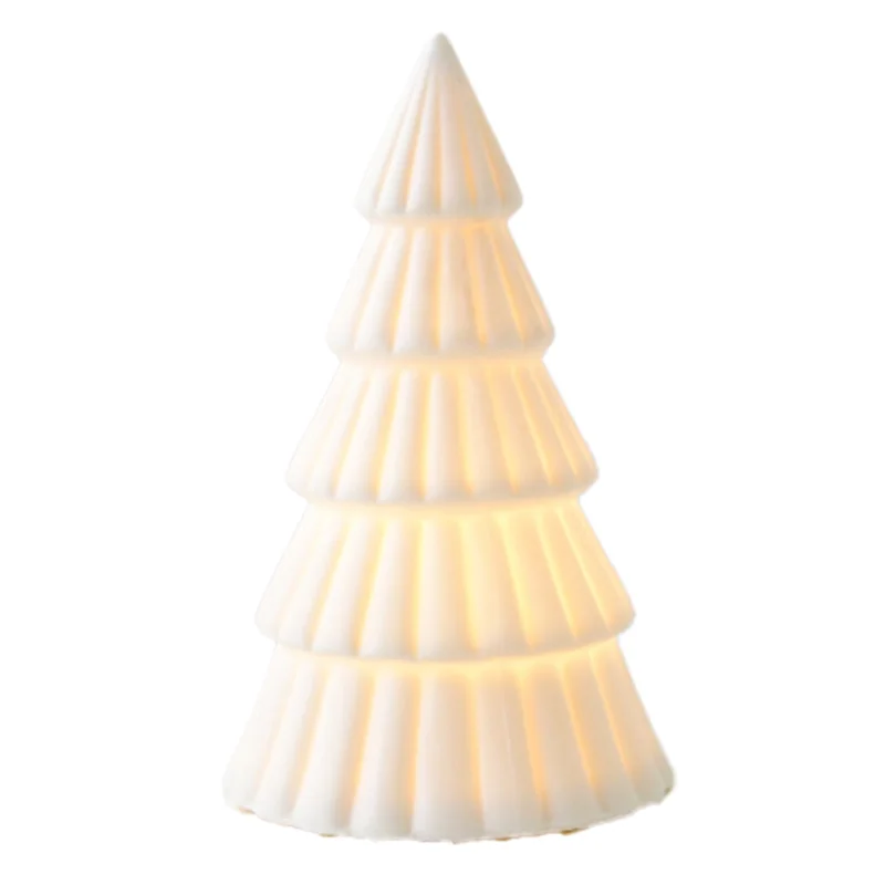 شجرة عيد الميلاد الفاخرة مع ضوء، ديكور مضاء من البورسلين العتيق للعطلات