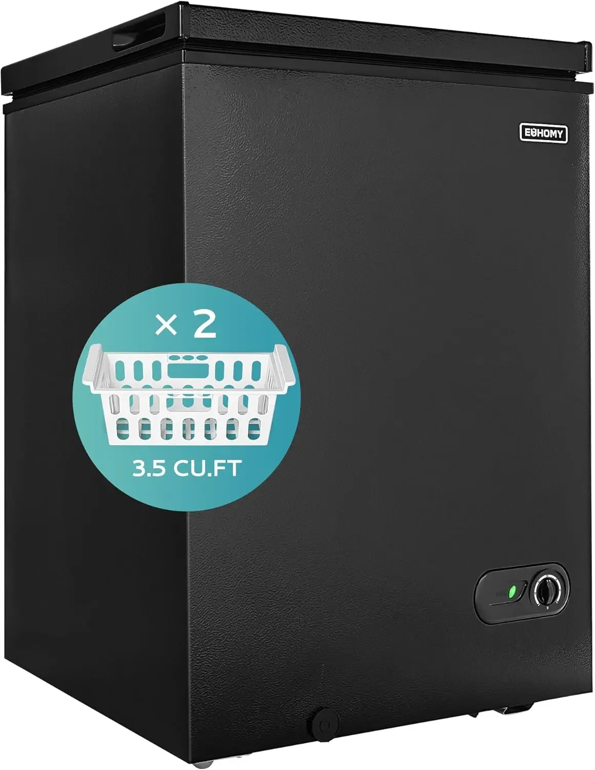 3.5 Cu.Ft Chest Freezer with Removable Basket, Small Deep Freezer Adjustable 7 Thermostat, Quiet Mini Freezer Free-Standing