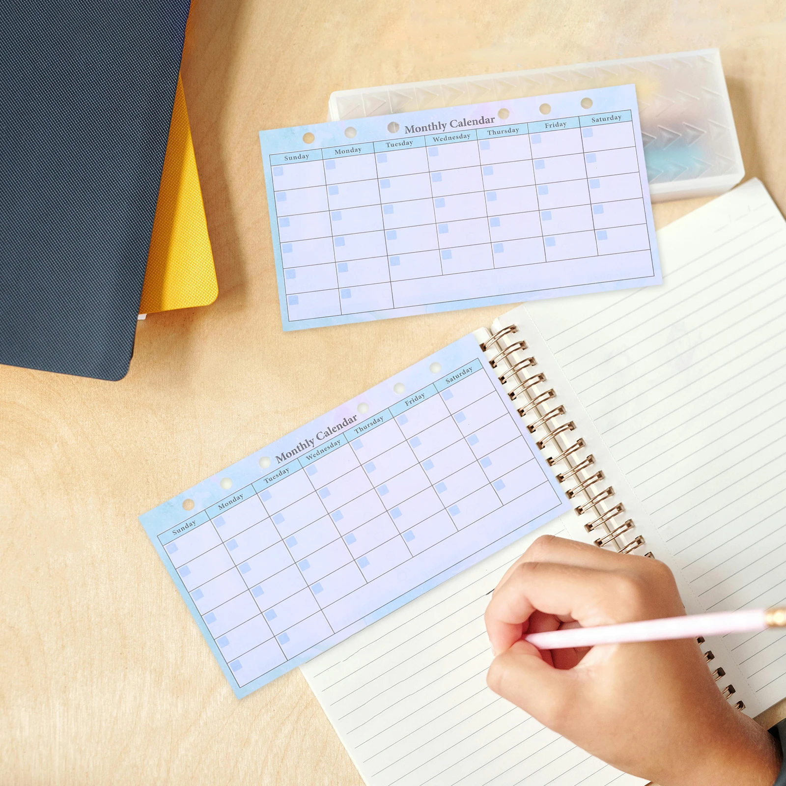 

14 Sheets Monthly Planner Refill A6 6 Hole Undated Loose Leaf Refillable Pages Budget Meal Work Planner Organizer Inserts