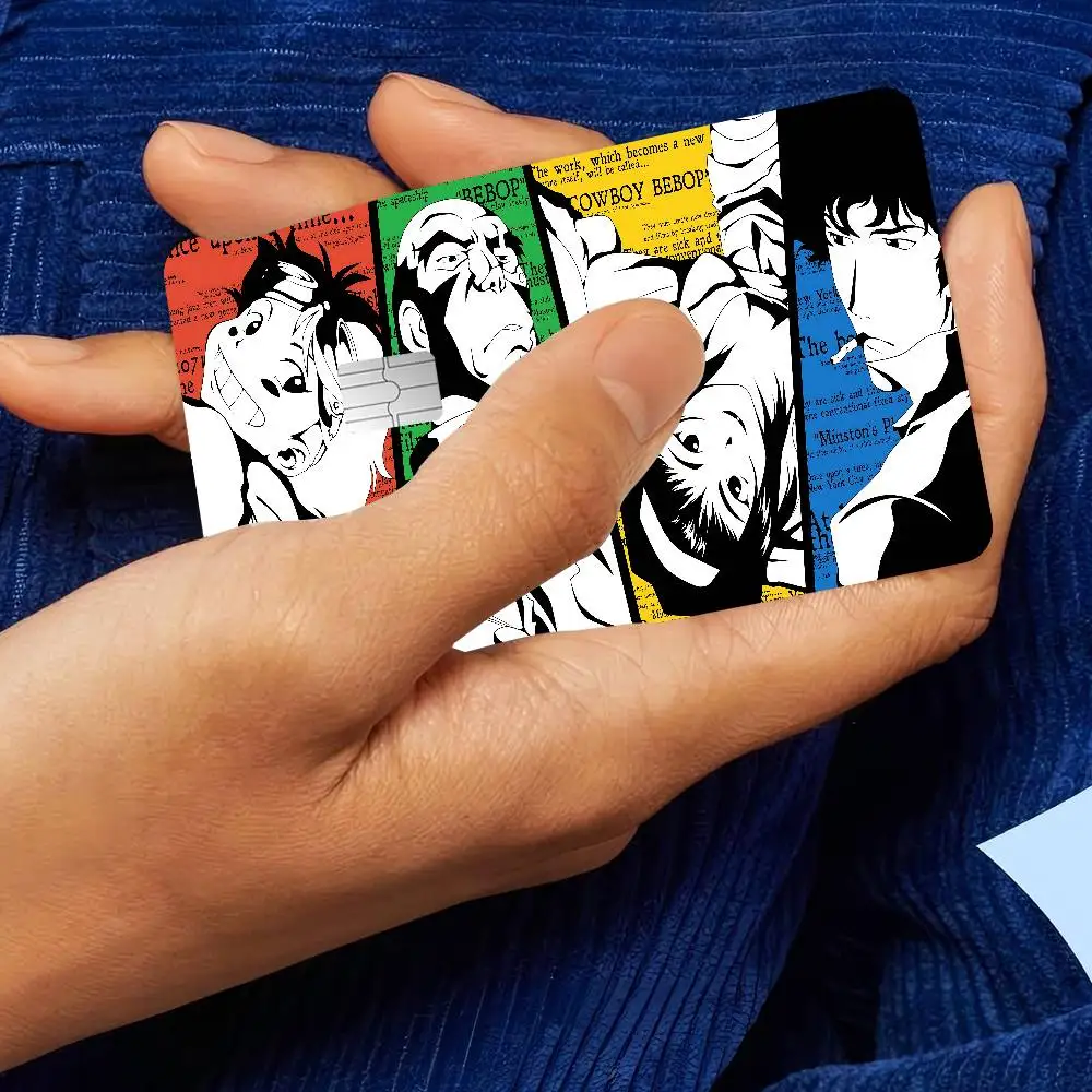 ملصقات جلدية لبطاقة الائتمان Cowboy Bebop Anime بدون بقايا لاصقة مقاومة للماء لبطاقة الائتمان VISA وبطاقة الوصول إلى مترو الأنفاق