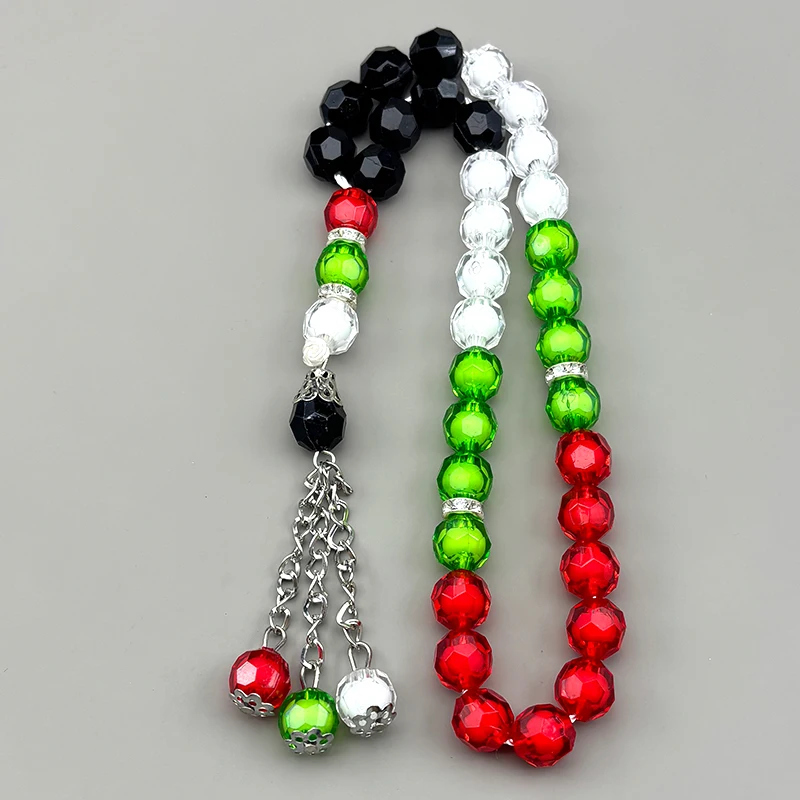 33Pcs Islamic Tabiha Prayer Beads Car Pendant For Women Men Green Red Tassel Worship Allah God Muslim Keychain Jewelry Gifts view 4