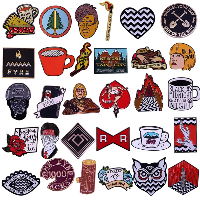 Funny TV Twin Peaks Badges Enamel Pin Brooch Cute Anime Lapel Pins for Backpacks Brooches Fashion Jewelry Accessories Gifts