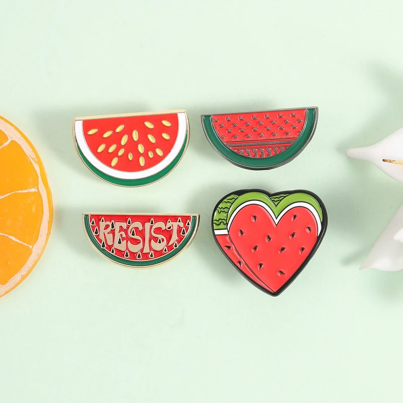 Fruit Watermelon Enamel Pin Cultural Symbol World Peace Freedom Handala Boy Brooches Lapel Badge Jewelry Gifts for Friends