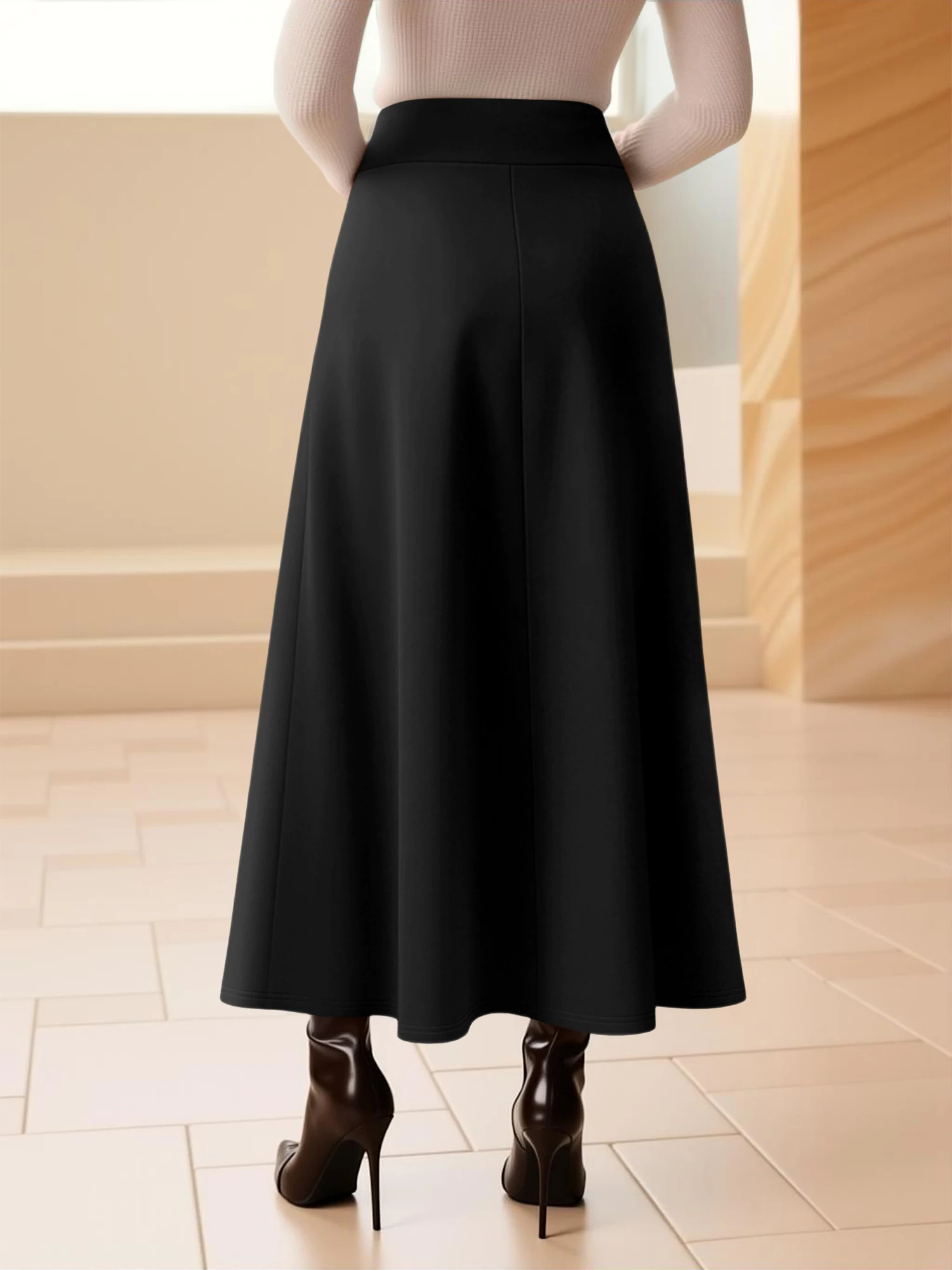Glamorous Solid Midi Skirt | High Waist A-Line for Cocktails & Events, Stand Out in Style