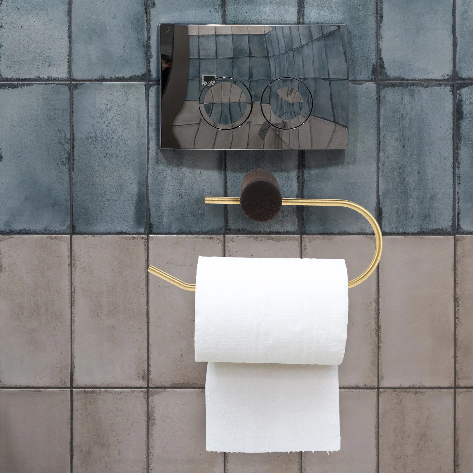 

Solid Wood Toilet Paper Holder Walnut With Brass Accents No Drill Wall Mounted Bathroom Tissue Roll Rack For Compact Spaces