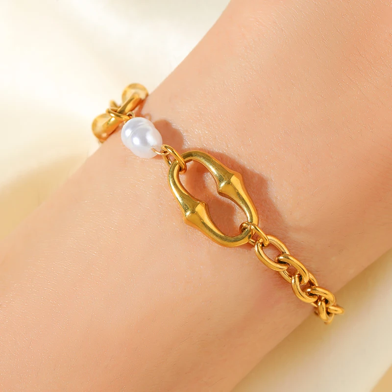 EILIECK 316L Edelstahl Metallperlen Kettenhalskette Armband Set für Damen Neue Mode Wasserdichter Schmuck Urlaubsgeschenk – Detail 9