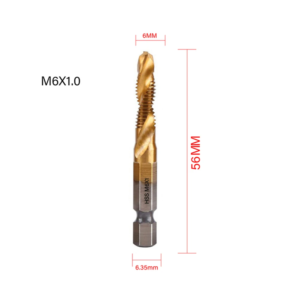 Piezas de broca de grifo, grifo de titanio, vástago de máquina compuesta de 1 pieza, accesorios de plata, brocas de repuesto para M3-M10