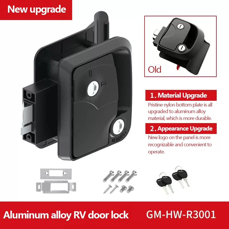 Genuine Marine RV Mechanical Door Lock R3 With Key Push-Type Door Locks Durable For RV Off-road Vehicles Modified Car Camper Etc