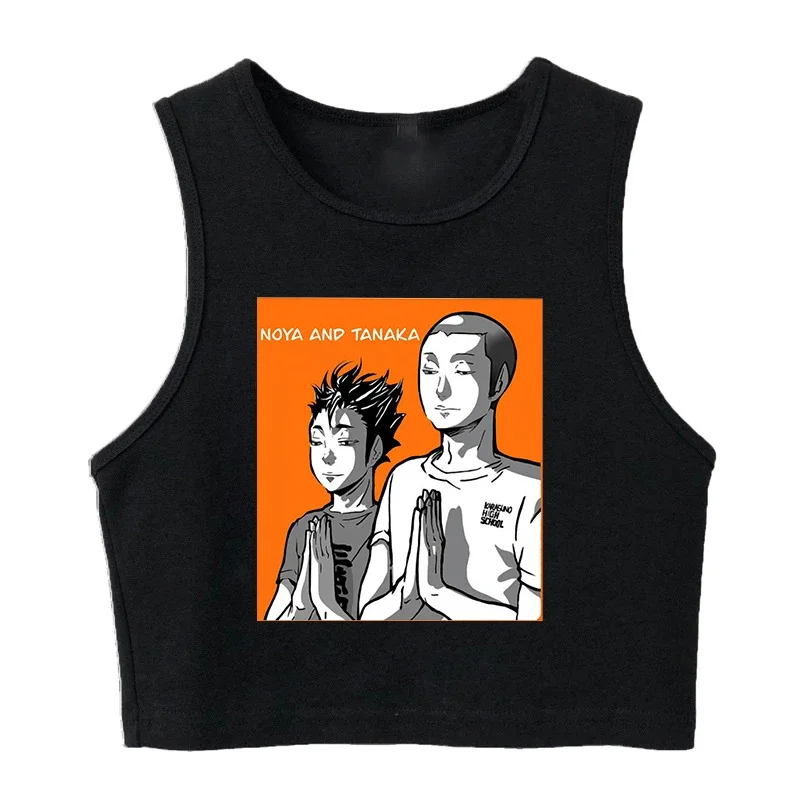 Fashion Vest Oya Oya Oya Haikyuu T Shirt Tank Top Kuroo Crop Top Tshirt Shirt Fly High Cropped Tees Karasuno T-shirt Tops Women