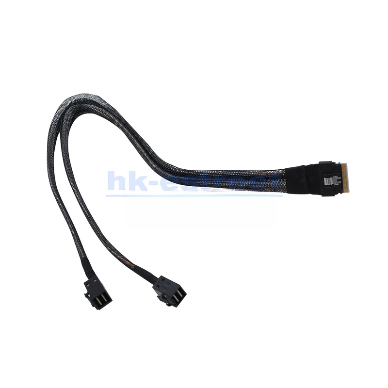 

YY+for Mini SAS Slimline SAS Slim 4.0 SFF-8654 8i 74pin to 2X SFF-8643 4i HD Cable 50CM
