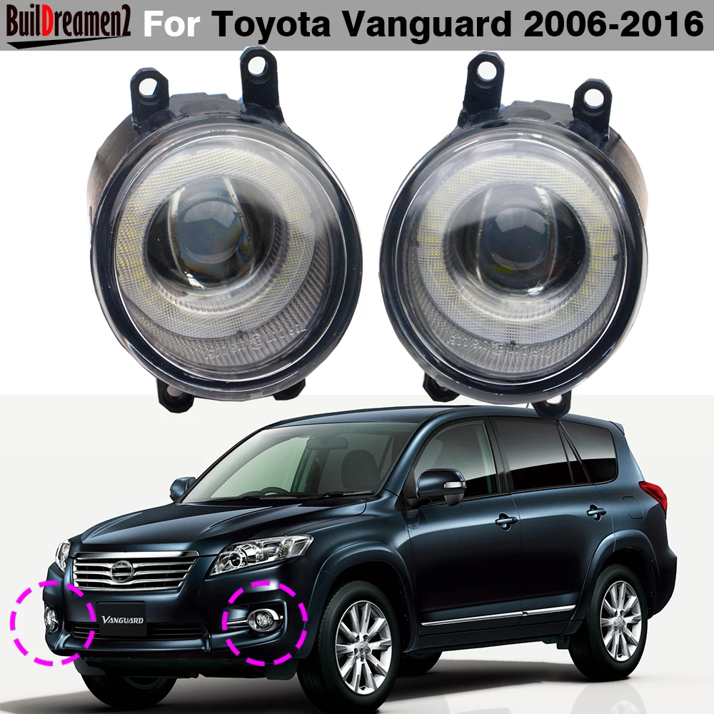 2 Pieces Car Front LED Fog Light Assembly Angel Eye DRL For Toyota Vanguard 2006-2016 30W H11 Fog Daytime Running Lamp Styling