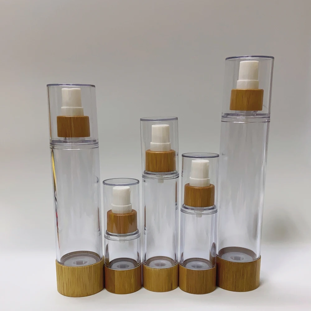 

20ml 50ml 80ml 120ml Bamboo Empty Airless Spray Pump Bottles for Makeup Anti Wrinkle Cream Serum Lotion Skin Care Packaging Box