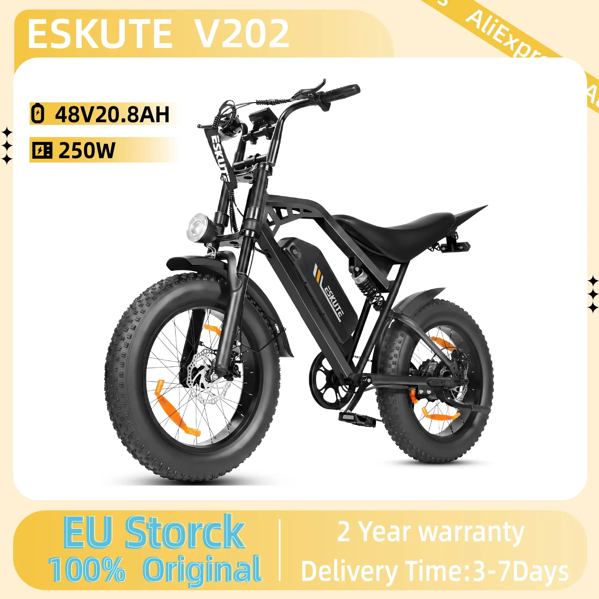 ESKUTE V202 Erwachsenen-Elektrofahrrad 250W Leistung Allterrain-Elektrofahrrad 48V20.8AH Akku 20*4.0 Zoll Allterrain-Reifen Elektrofahrrad