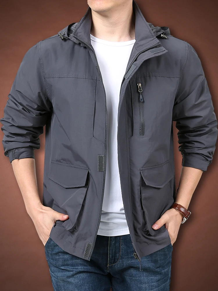 

Loose Fit Spring Autumn Jaet Men's Large Size Outdoor Workwear Multi-ket Windbreaker Qui Dry Trendy Men's Top
