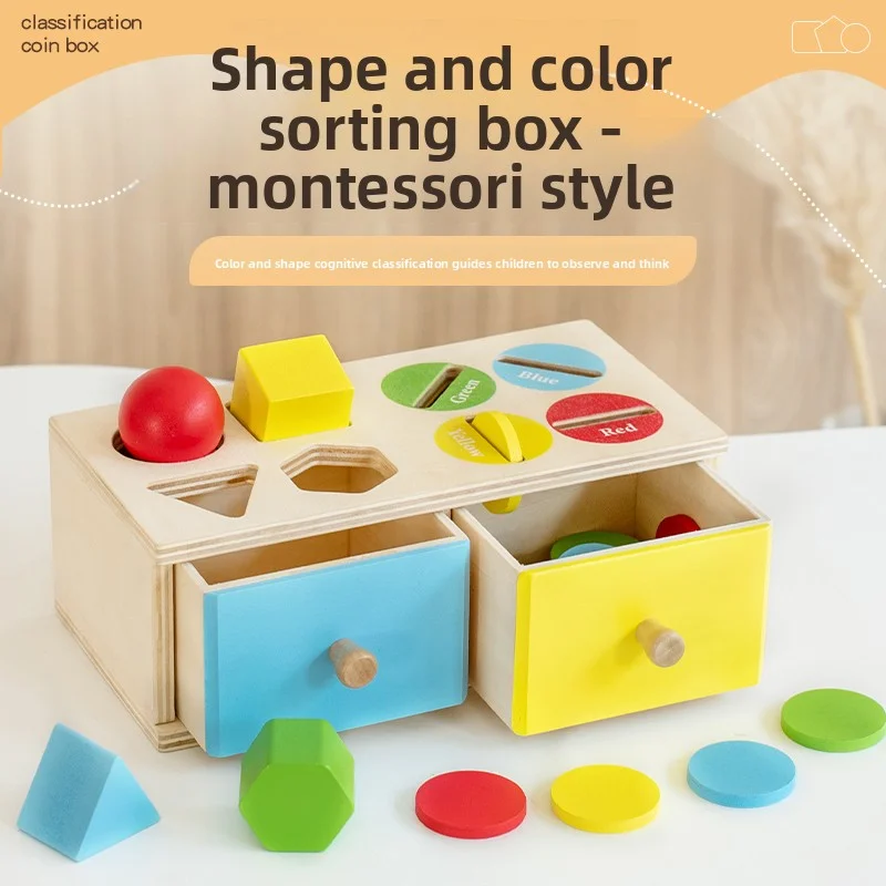 Montessori Coin Sorting Box, Baby Color and Shape Recognition, Children's Educational Early Education Teaching Aids