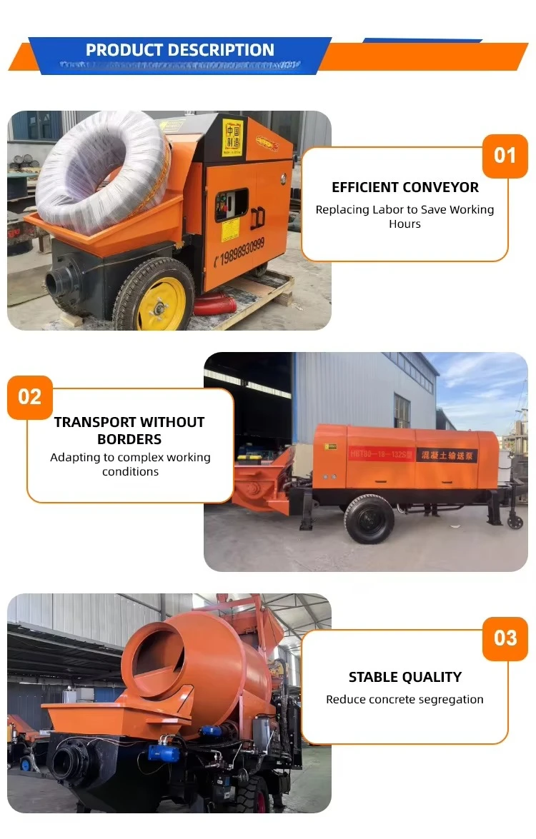 Fully Automatic Drum Type Diesel Concrete Mixer Construction Machinery Delivery Pump Mixing and Conveying Integrated Pump