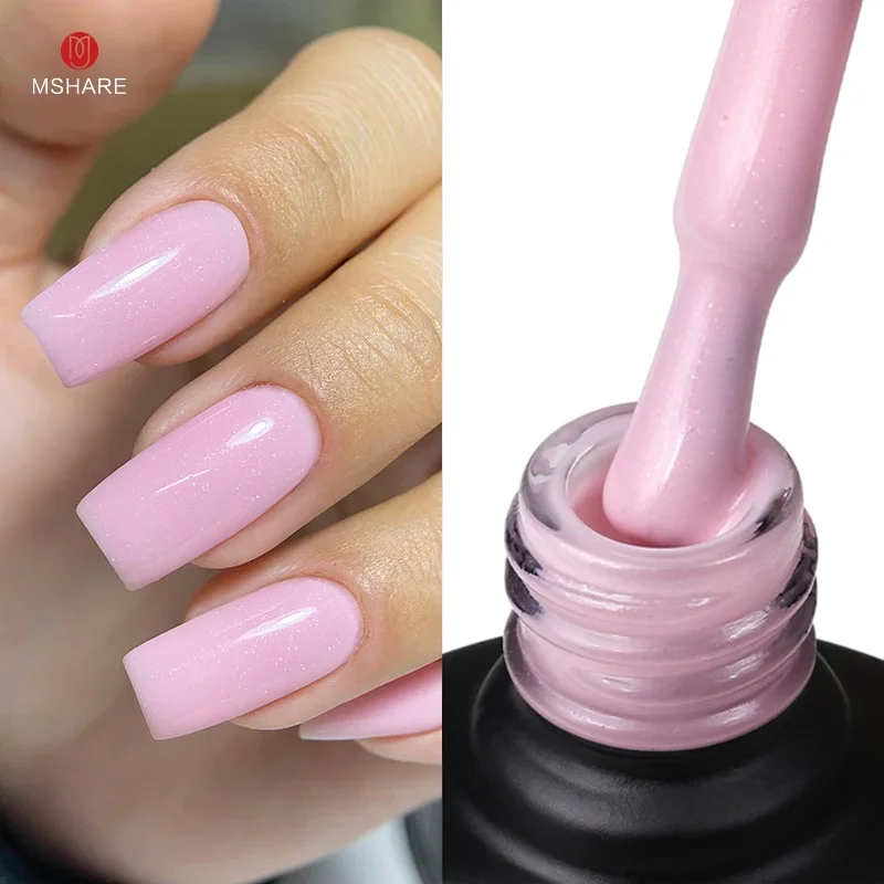 MSHARE Milk Milky White Base Gel Polish Camouflage Color Rubber Base Nail Base Coat 10 ml