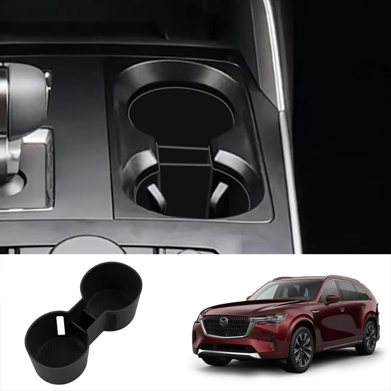 Silicone Cup Holder Insert for Mazda CX-90 2024 Non-Slip Center Console Organizer | Anti-Vibration Drink Coaster