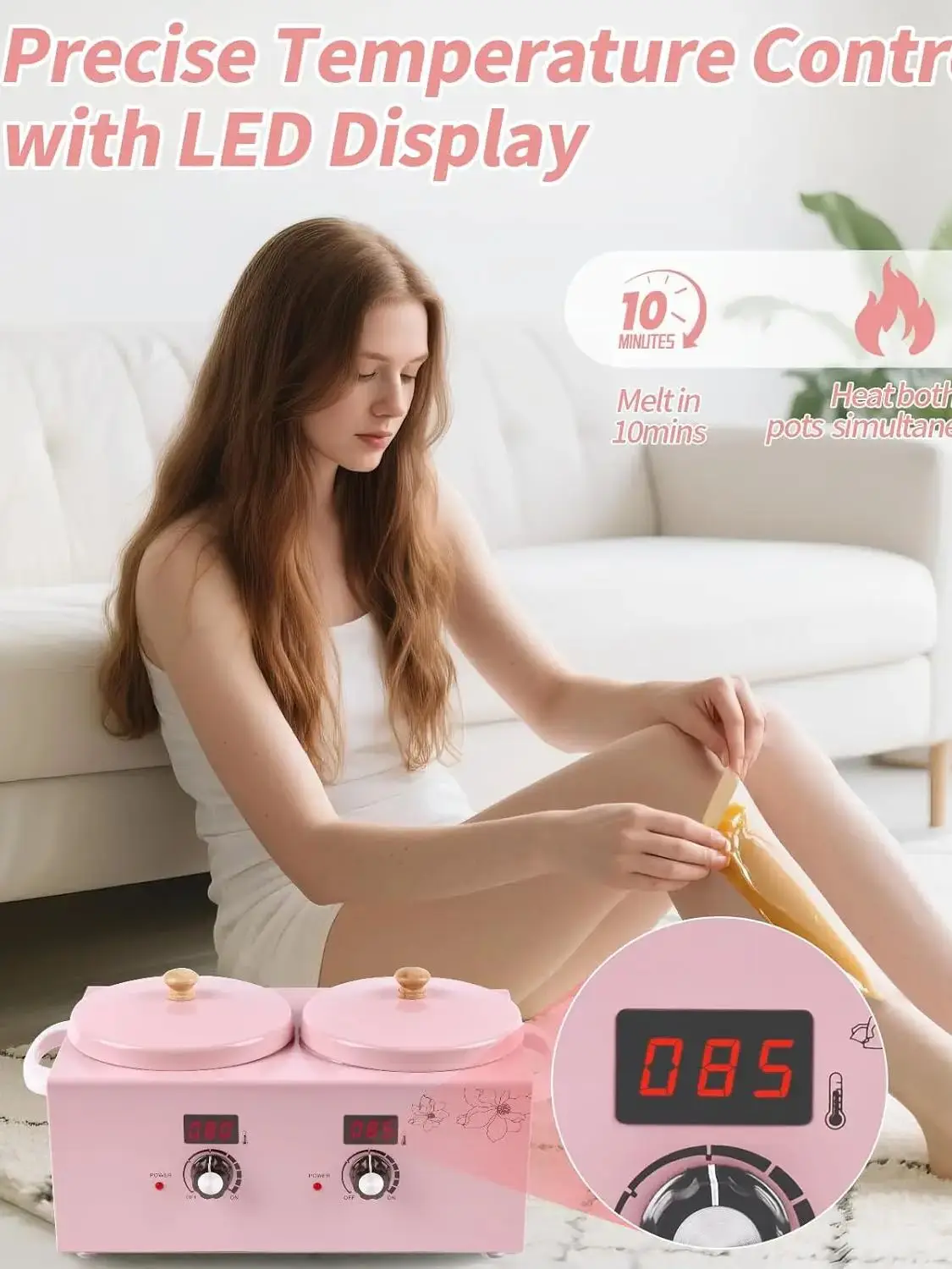 Dubbele Pot Wax Warmer Paraffine Heater Warmer met LED-display Huidontharing Verstelbare temperatuur voor schoonheidssalon Thuisgebruik - afbeelding 2
