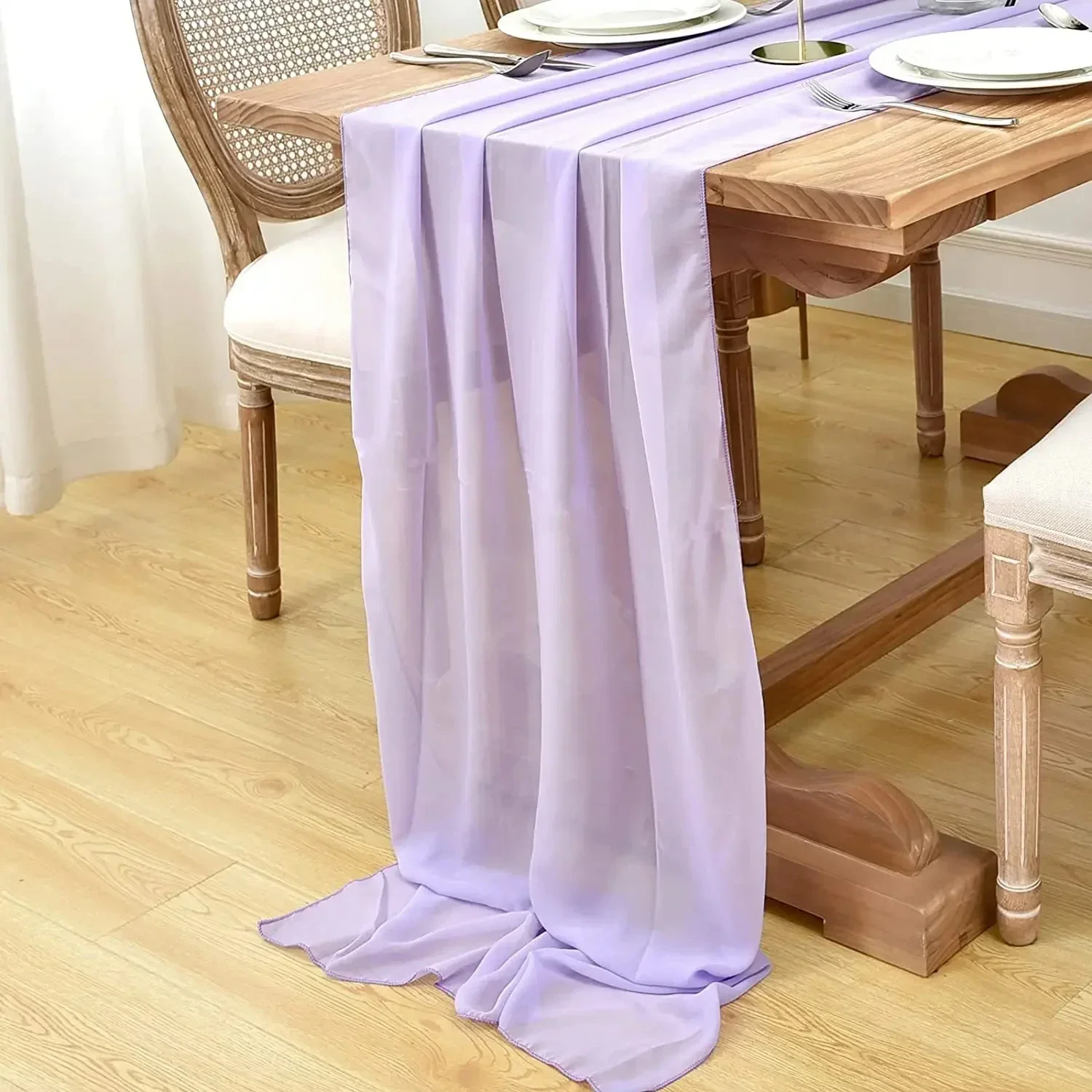 30*300cm Chiffon Table Runner Rustic Boho Table Cloth for Wedding Birthday Baby Shower Bridal Dinning Table Party Home Decor