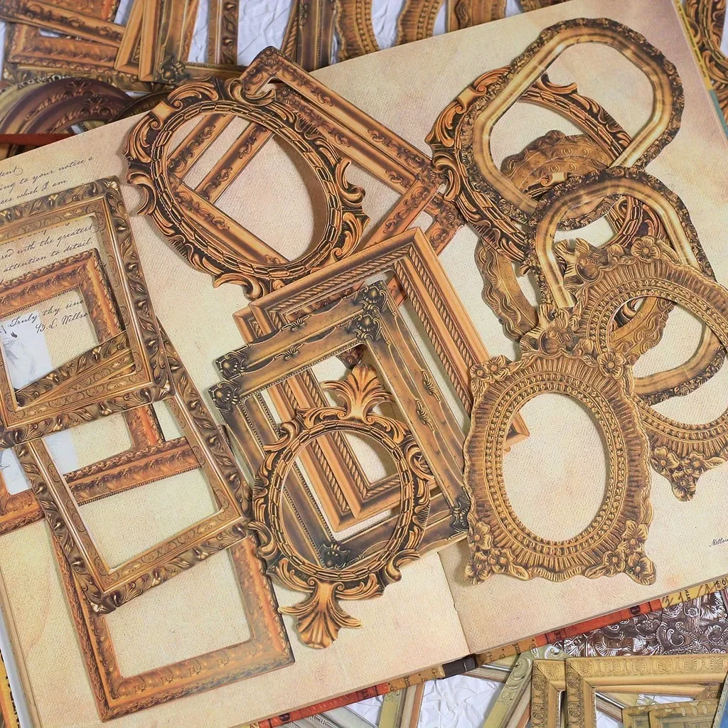 Journamm 80pcs Frame Paper Sticker Pack Vintage Sticker Decor Sticker Junk Journal Supplies DIY Scrapbooking Planner Collage