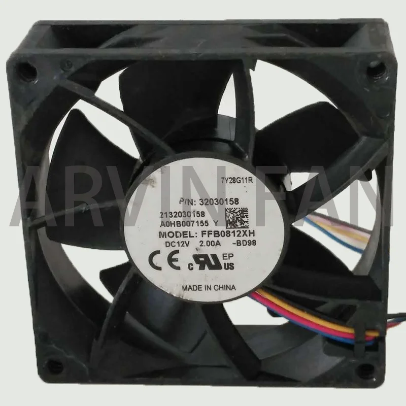 Ventilador de refrigeração do servidor axial, FFB0812XH, 80mm, 80x80x25mm, 12V, 2A, 4 pinos, poderoso PWM, 1pc