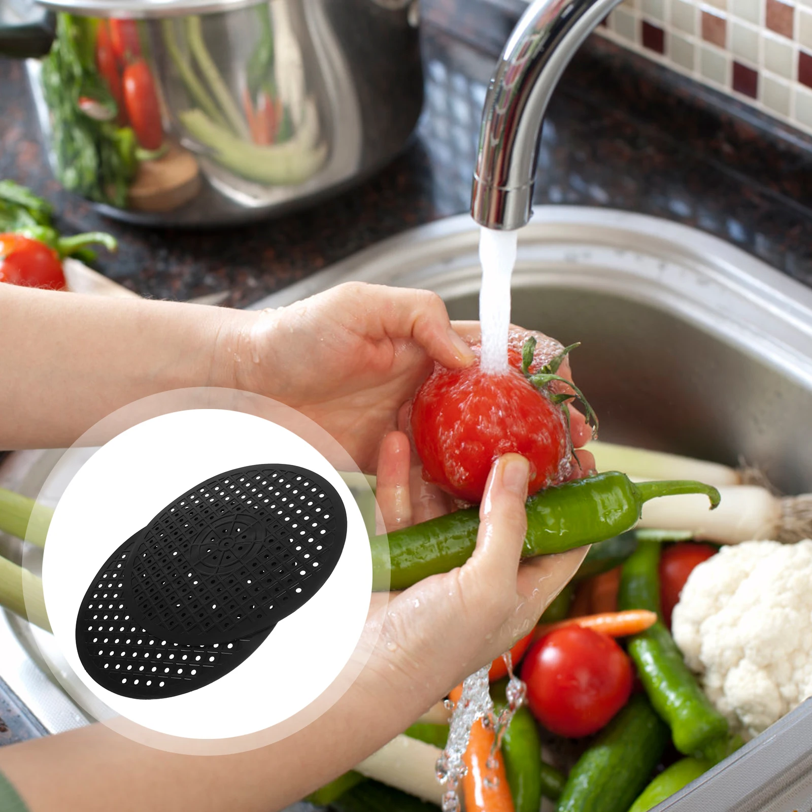 

2pcs Drain Mat Set Foldable Sink Mats Rubber Hollowed Design Easy Drain Protect Glassware Cooling Rack Storage Solution