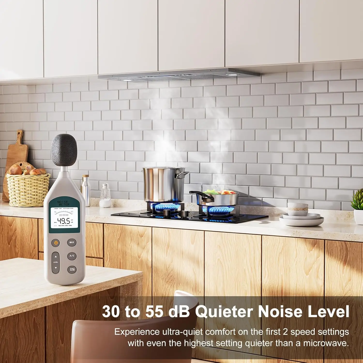 36 Inch, 900 CFM with Ducted Convertible Ductless (Kit Included), 4 Speed Gesture Sensing