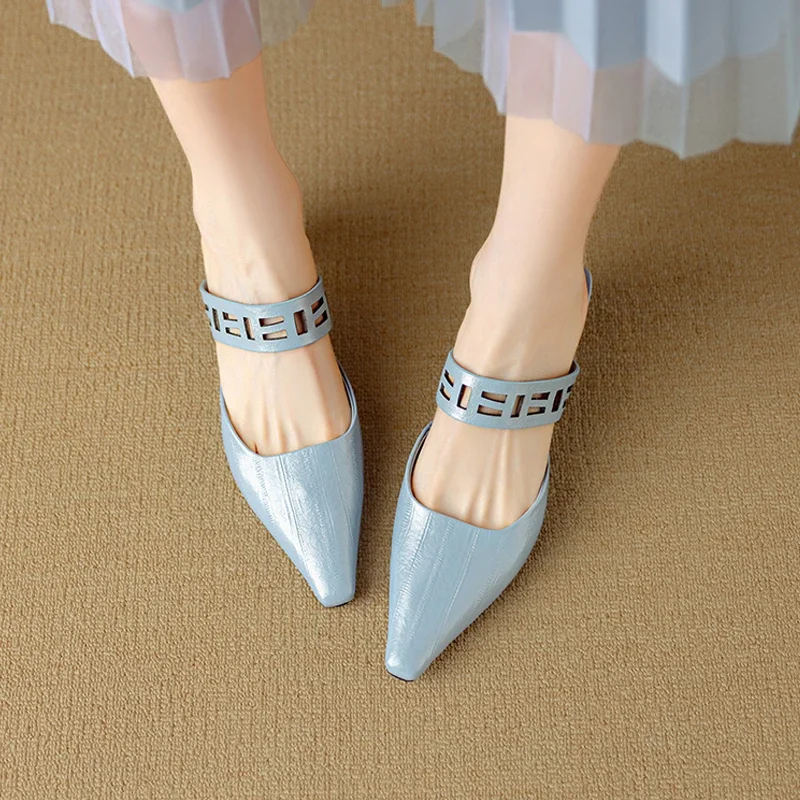 

Новинка 2023 года, летние женские сандалии из натуральной кожи, женская обувь из воловьей и овчины высотой 22-25 см, модные туфли на высоком каблуке с полой петлей и ремешком