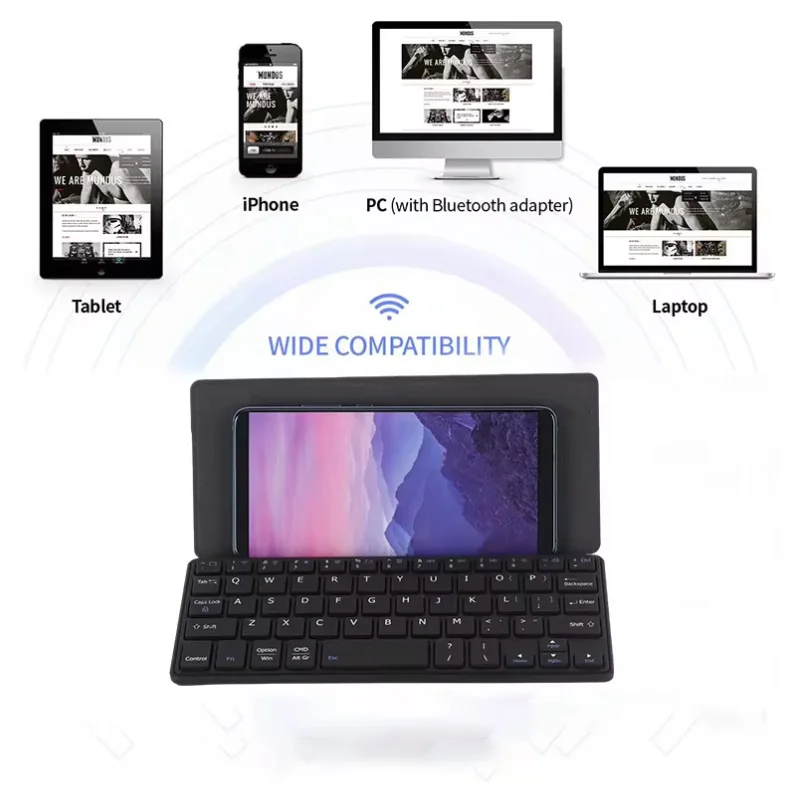 Mini Foldable Bluetooth Keyboard Portable Wireless Keyboard Ultra-Slim Travel Folding Keyboard for iPhone iPad Mac Android