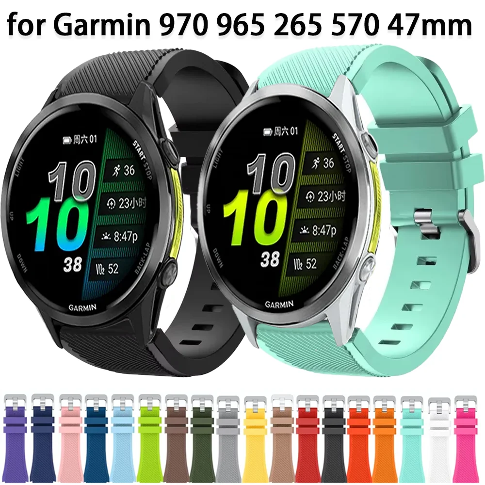 22mm Sport-Silikonarmband für Garmin Forerunner 970 570 47mm 265 965 955 255 265 Music Armband Garmin Venu 2 3 4 45mm Handgelenksband