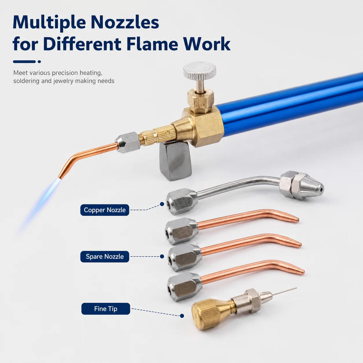 Jewelry Gas Soldering Torch Kit with 5 Nozzles for Gold Silver Jewelry Making Repair Brazing Gas Not Included