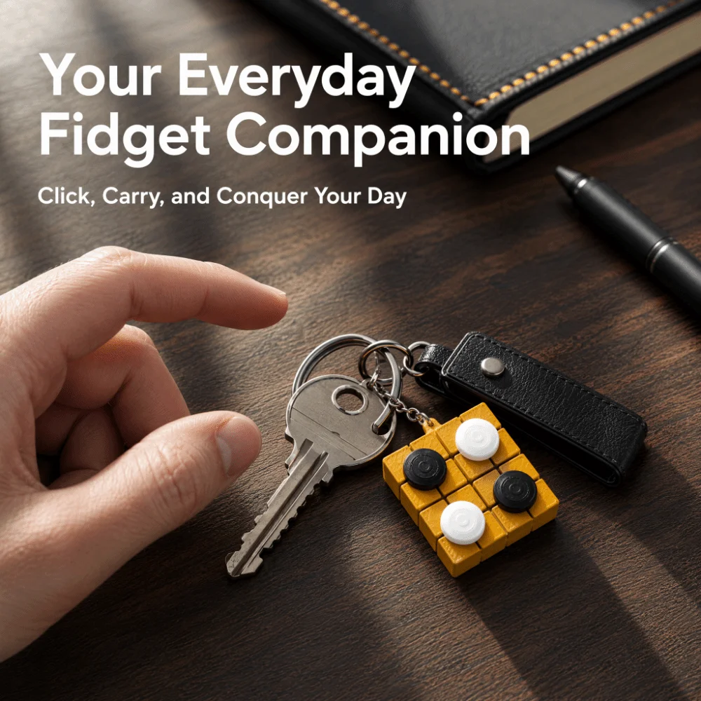 3D Printed Go Board Clicker Keychain 4-key Keyboard-style Creative Mechanical Keyboard Pendant Funny Gomoku Shape
