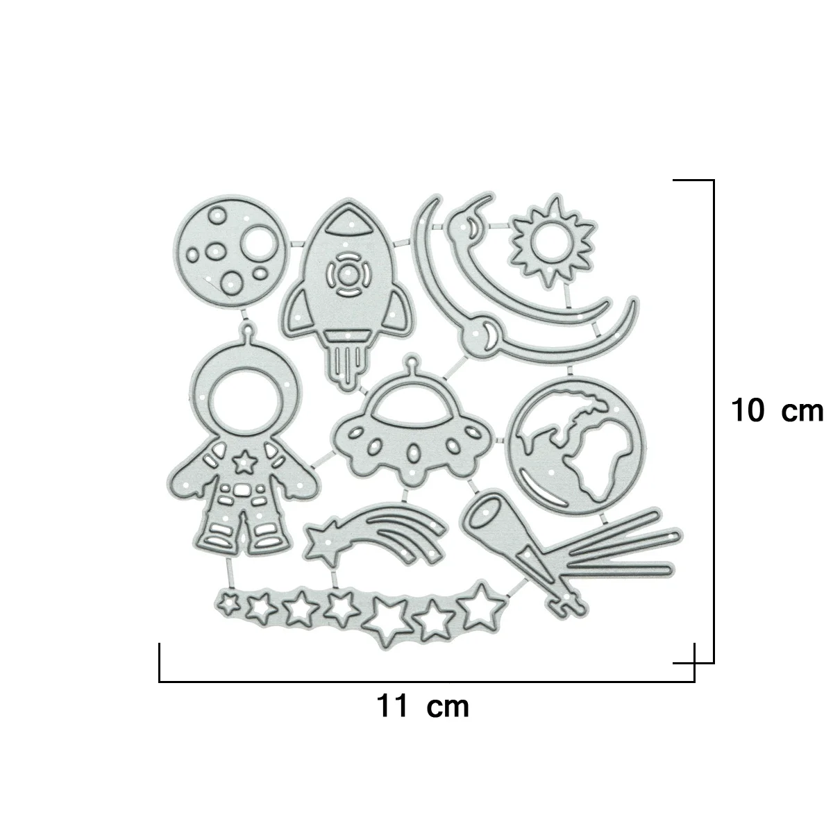 Space Clipart Metal Cutting Dies Set Spaceship Astronaut For Scrapbooking Paper Punch Knife Stencil For Card Album Decorating