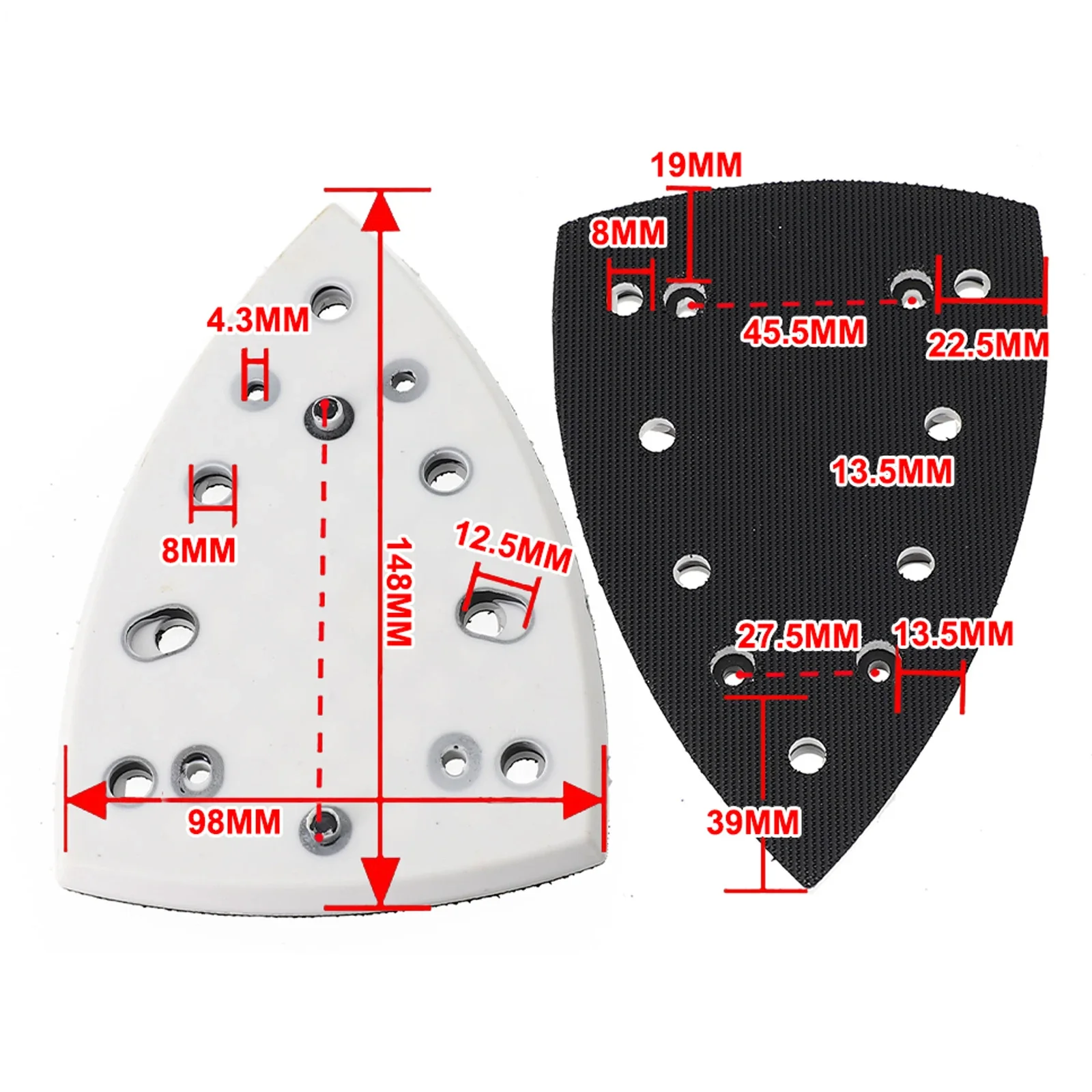 

148X98mm Triangular Hook &loop Sanding Pad 17 Holes Replacement Plate For DTS 400 DS400 Sander Polishing Grinding Dic