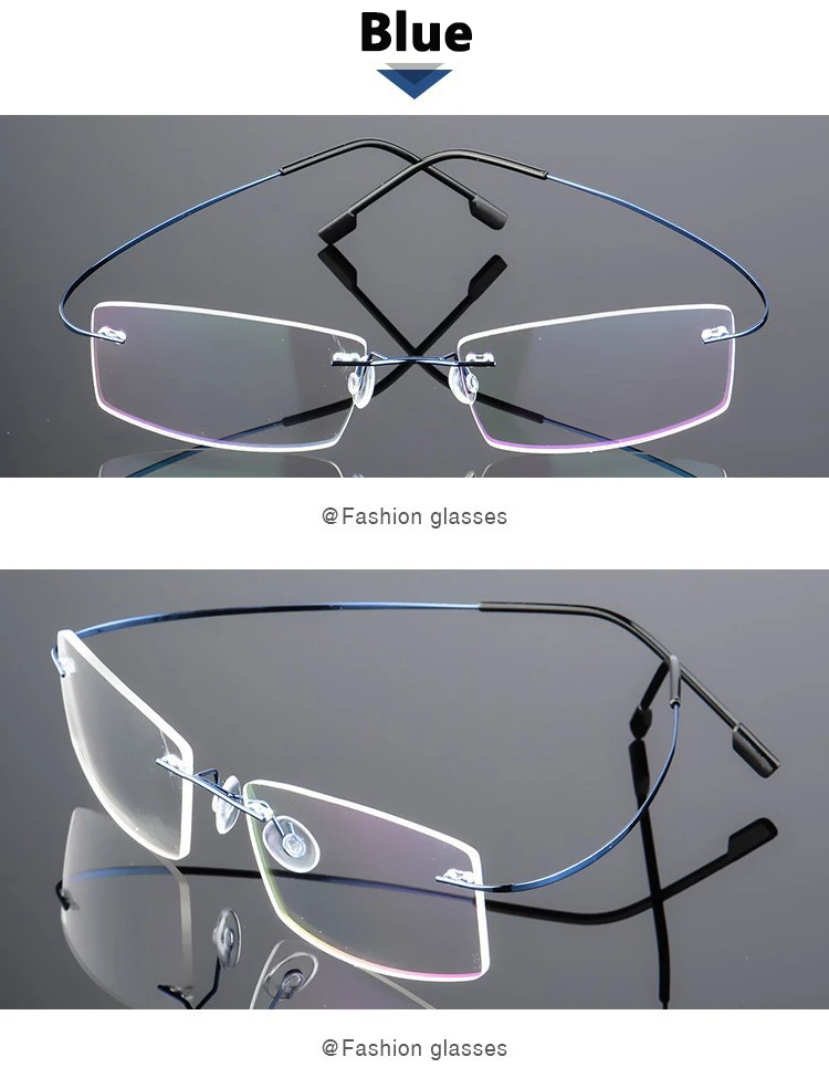 Randlose Ultraleichte Photochrome Myopie‑Brille Männer Titanlegierung Geschäftsbrille grau‑veränderliche Linsen – Detail 8