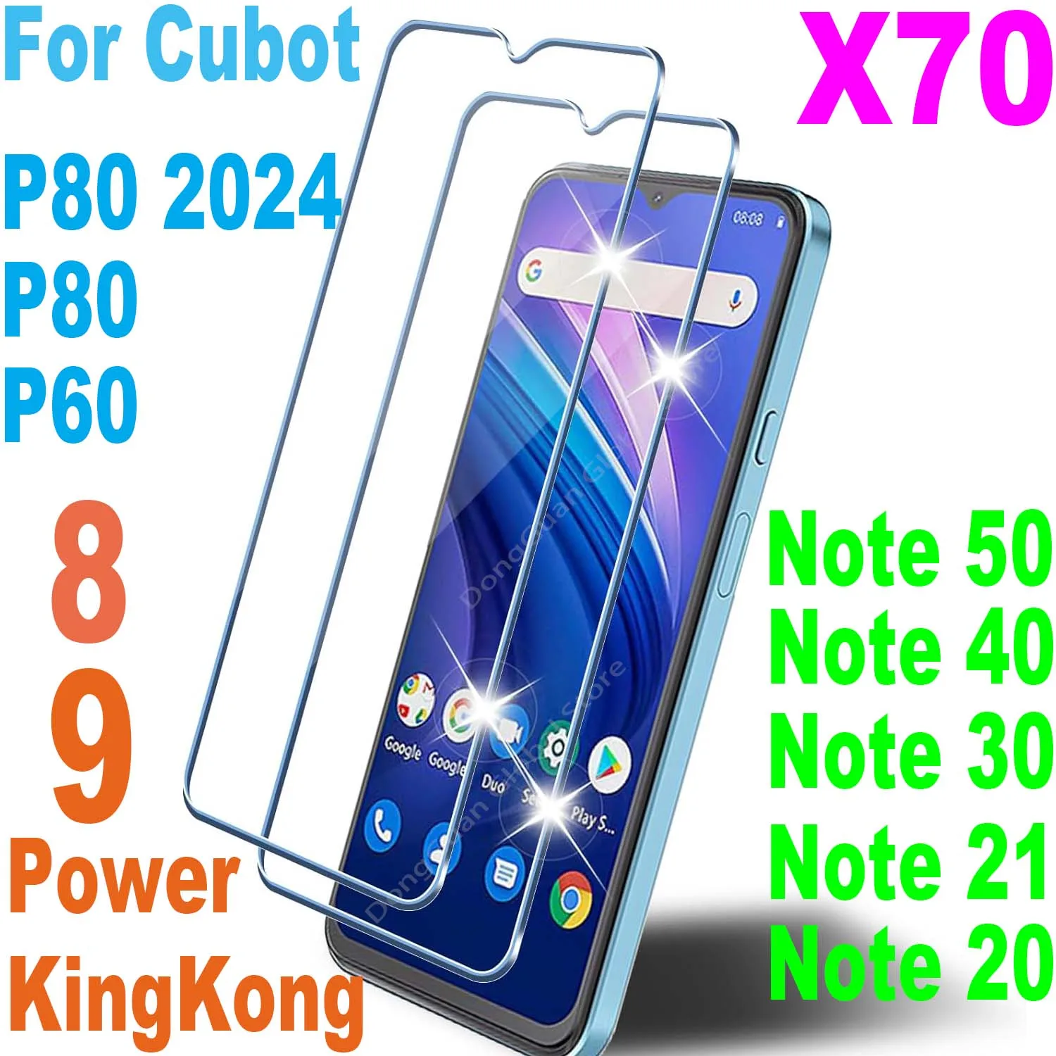 

4Pcs High Auminum Tempered Glass For Cubot X70 P80 2024 P60 Note 20 21 30 40 50 Kingkong 8 9 Power Screen Protector Glass Film