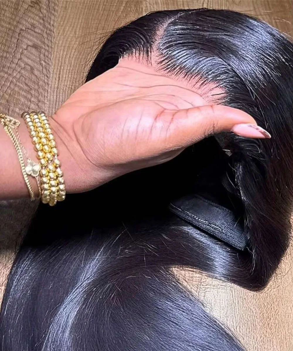 

34 Inch Bone Straight Lace Front Wigs Human Hair Pre Plucked With Baby Hair 250 Density Real Human Hair Wig Straight 13x4 HD Lace Frontal Wigs