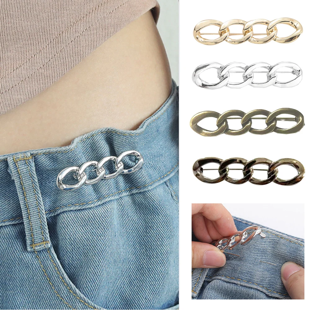 Adjustable Nail-free Clothing Waist Button Detachable Alloy Waist Button For Jean Pants Collars Skirts Clip Sweater Cardigan Pin