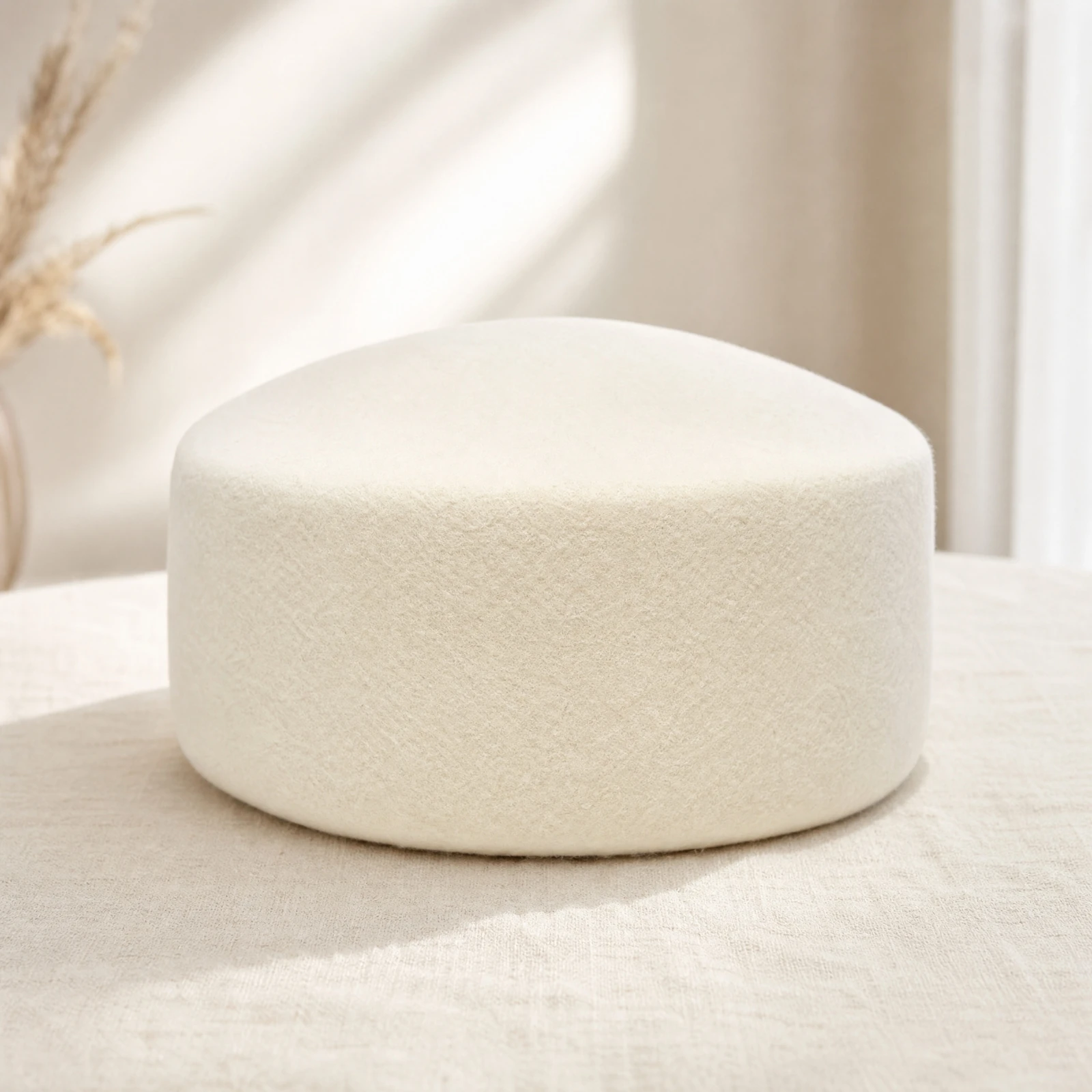 Women's Flat-Top Wool Hat Structured Flat-Top Felt Hat Fashionable Classic for Autumn Winter Wear, Everyday Commuting