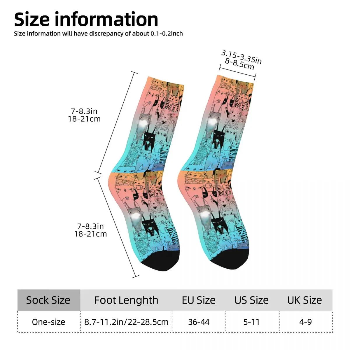 Morning Cats In Rainbow Sock Printed Man Polyester