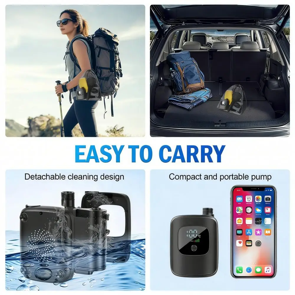 Portable Camping Shower with LED Display 2400mAh Battery 180min Use 4 Shower Modes Adjustable Water Pressure Quick Connect Outdo view 5