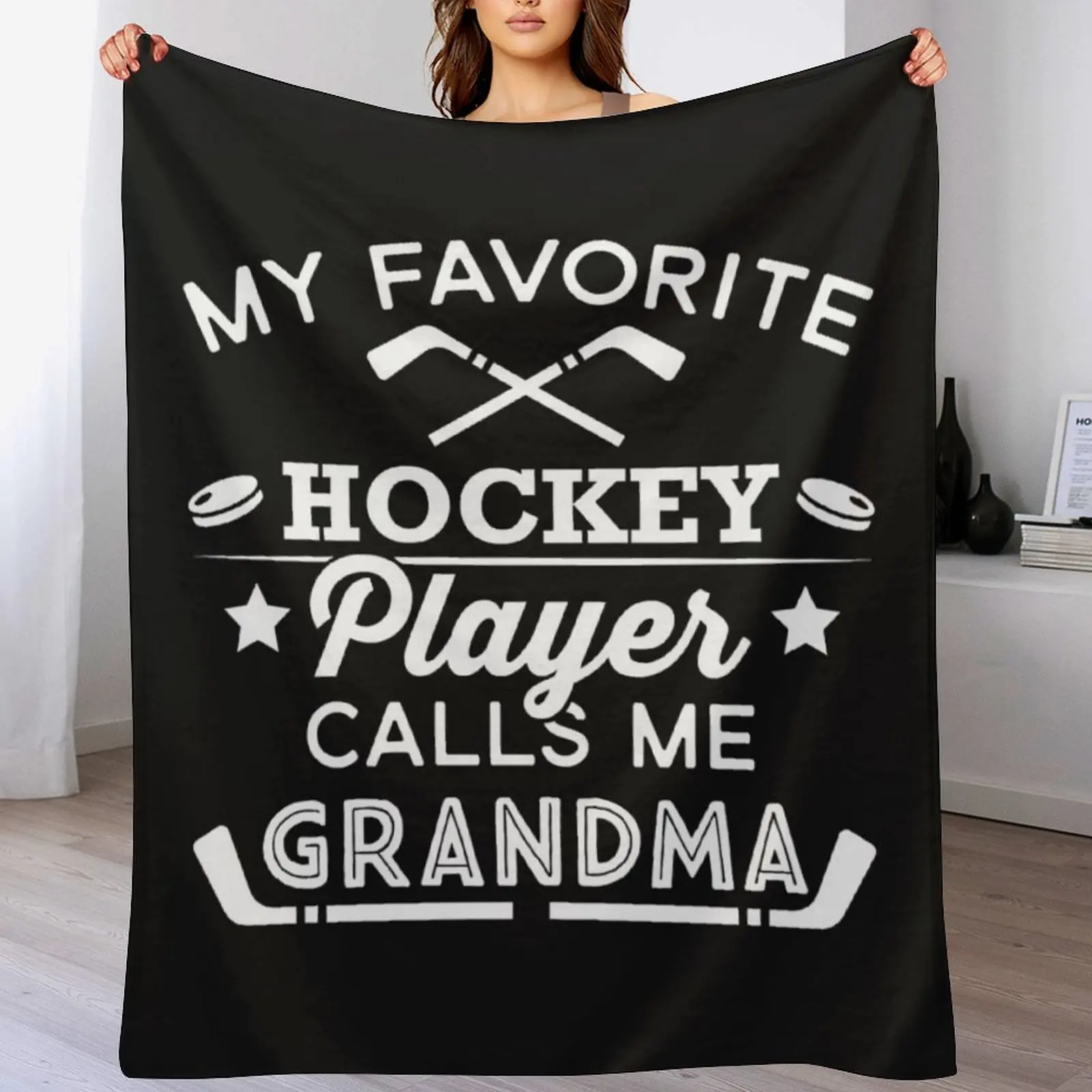 

Favorite Ice Hockey Player Gift For Grandma Throw Blanket funny gift Beautifuls Custom Thermals For Travel Blankets