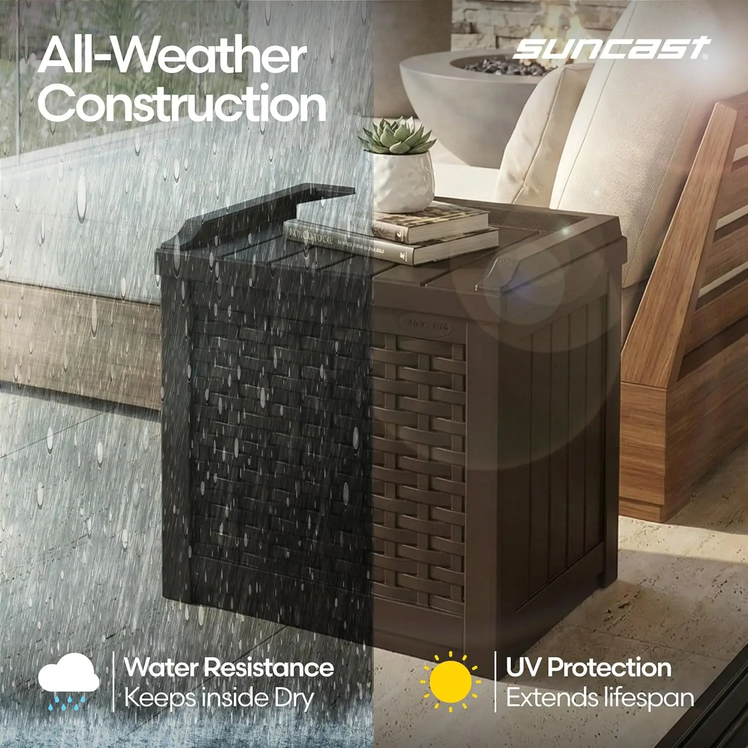 Outdoor Deck Box 22 Gallon Resin Storage Box with Seat for Patio Cushions, Pool Towels, Garden Tools view 5