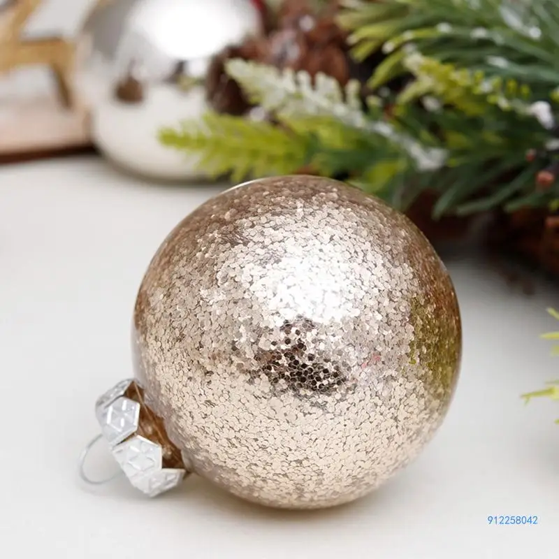 30 Uds. Bolas Navidad 6cm decoración colgante transparente dorado adorno árbol Navidad Envío Directo