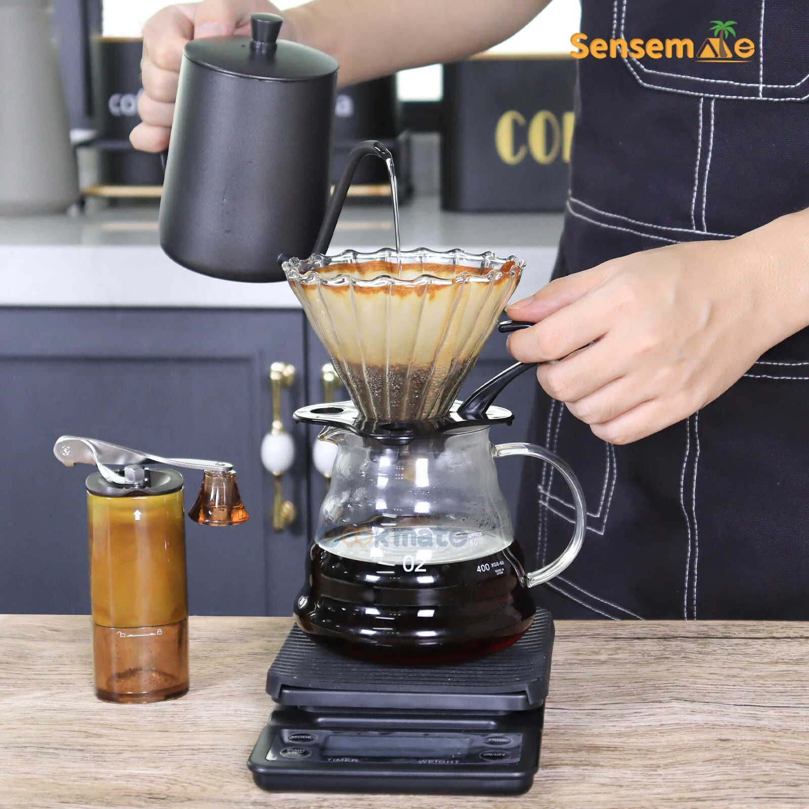 Immagine 4: Set da caffè portatile Kit da caffè da campeggio Set da versare con gocciolatore per macinacaffè per regalo da viaggio per picnic Accessori per caffè