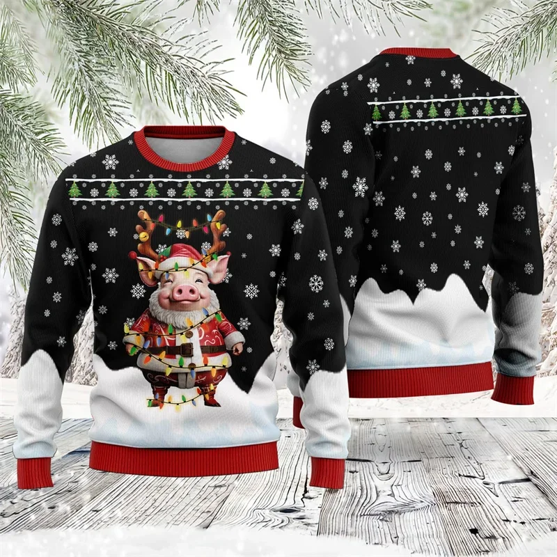 جديد ثلاثية الأبعاد مطبوعة لطيف خنزير البلوز للرجال النساء مضحك خنزير مزرعة عيد الميلاد منقوشة هوديي فضفاض الجولة الرقبة البلوز سترة