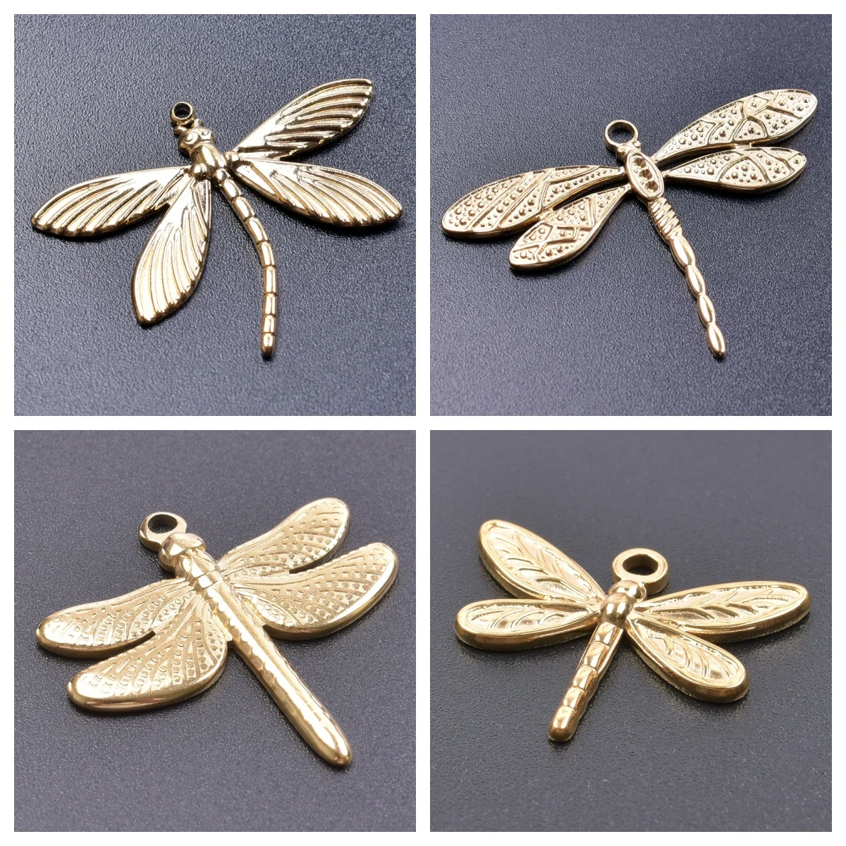 Fashion Stainless Steel Dragonfly Pendant Charms For Jewelry Bracelet Necklace Earrings DIY Accessories Supplies 5PCS/Lot Bulk