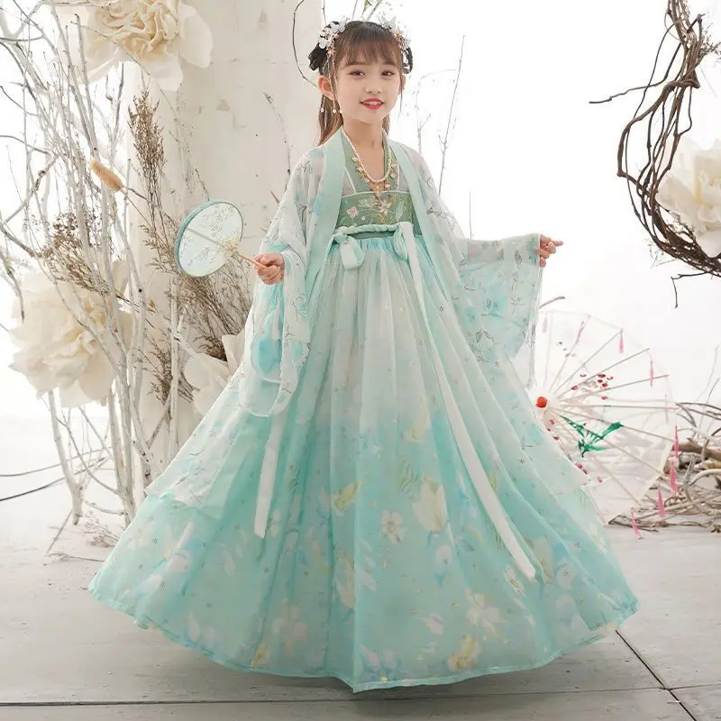 Chinese Hanfu Dress Girls New Year Costume Ancient Hanfu Dress Children Carnival Fairy Cosplay Costume Pink Dress For Girls 3-15