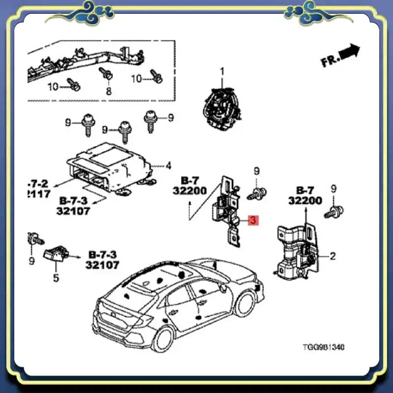 

AU16-Crash Sensor Assembly 77930-TBA-B11 For Honda Civic 2016-2021 Impact Sensor 77930-TEA-B110-A44